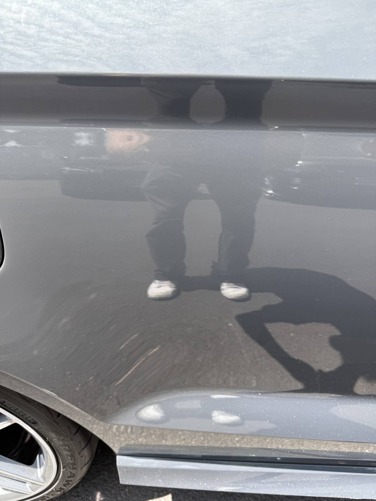 After: Single line scratch, gray metallic