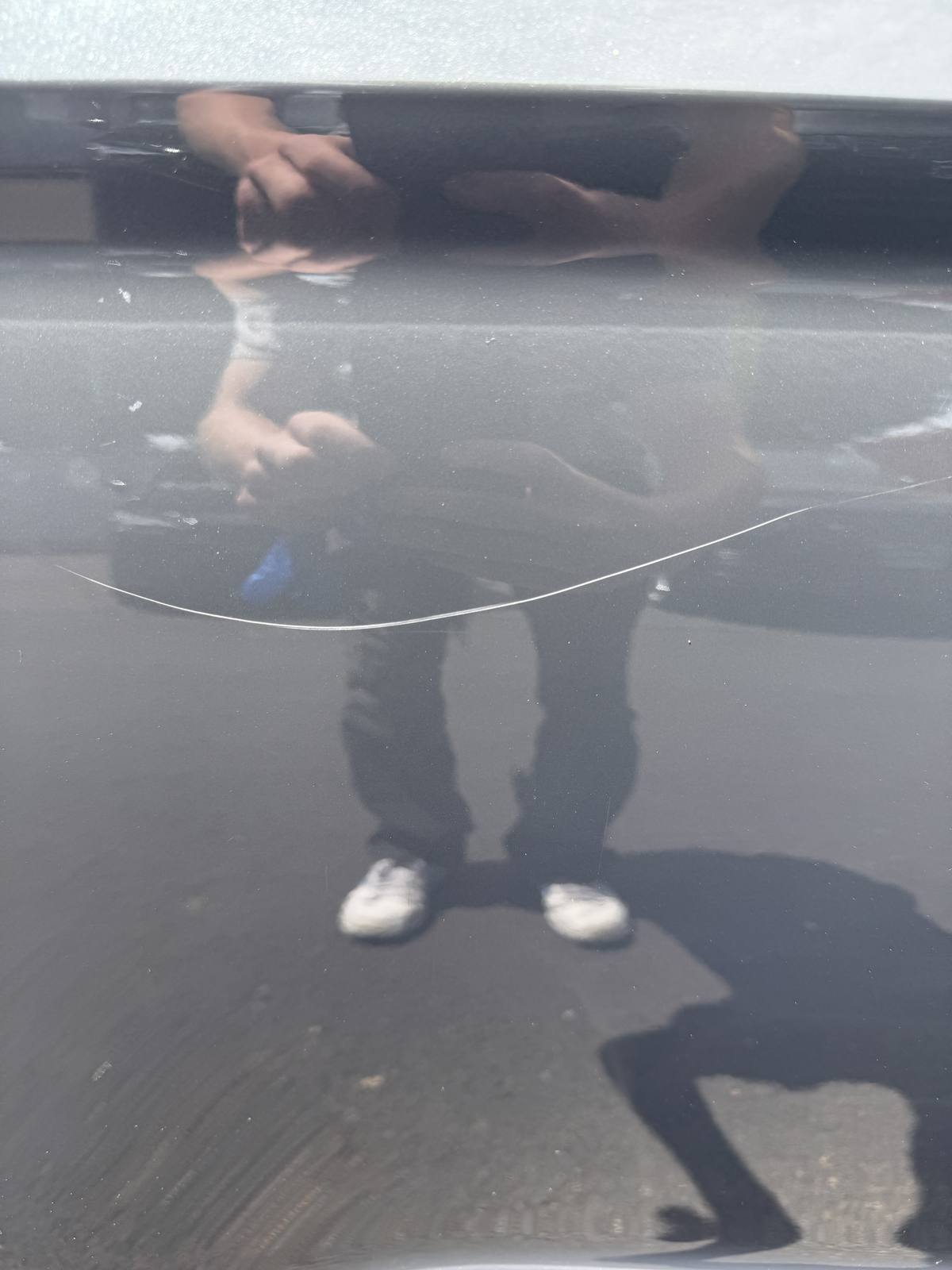 Before: Single line scratch, gray metallic